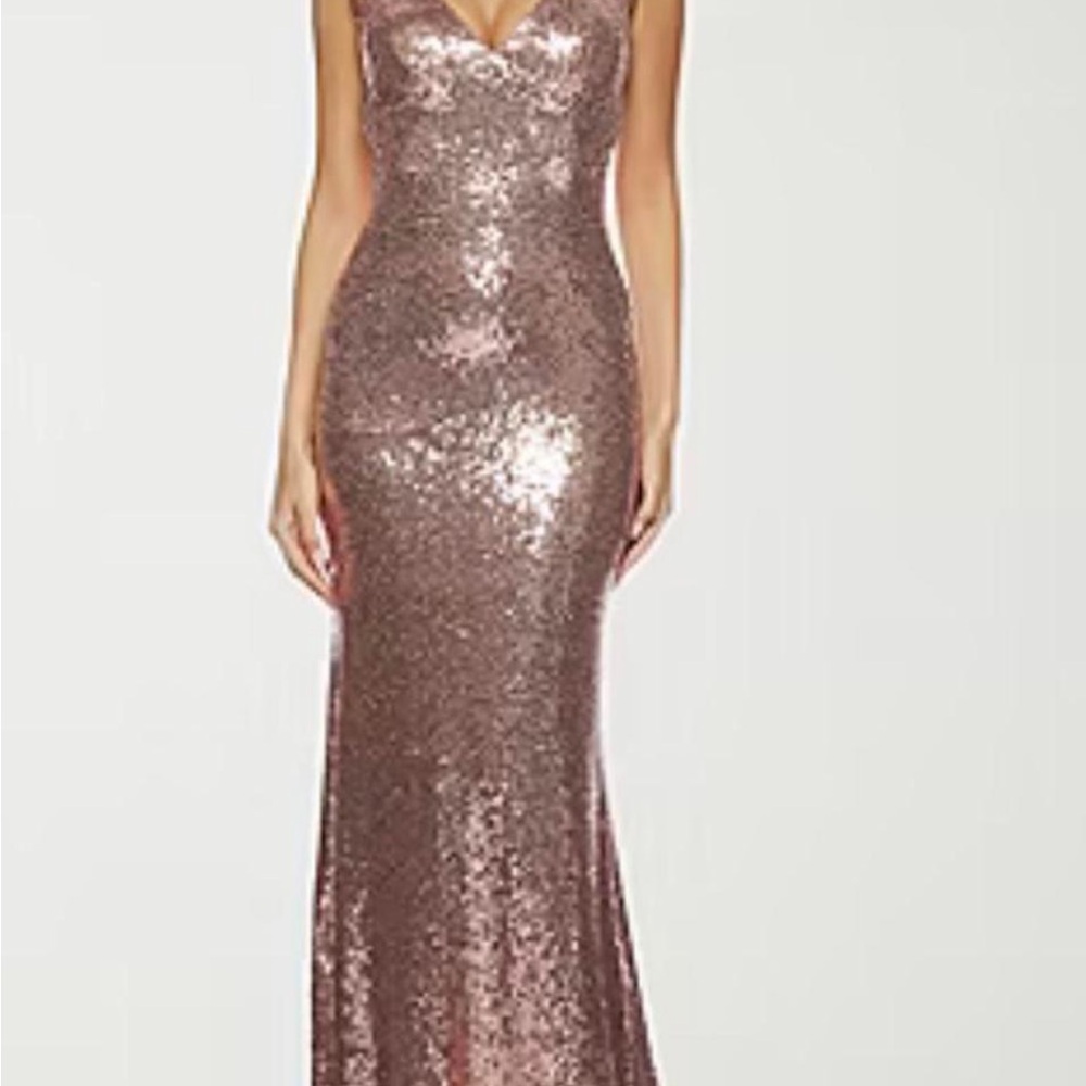 Elegant Sequin Evening Gown - Rose Gold
